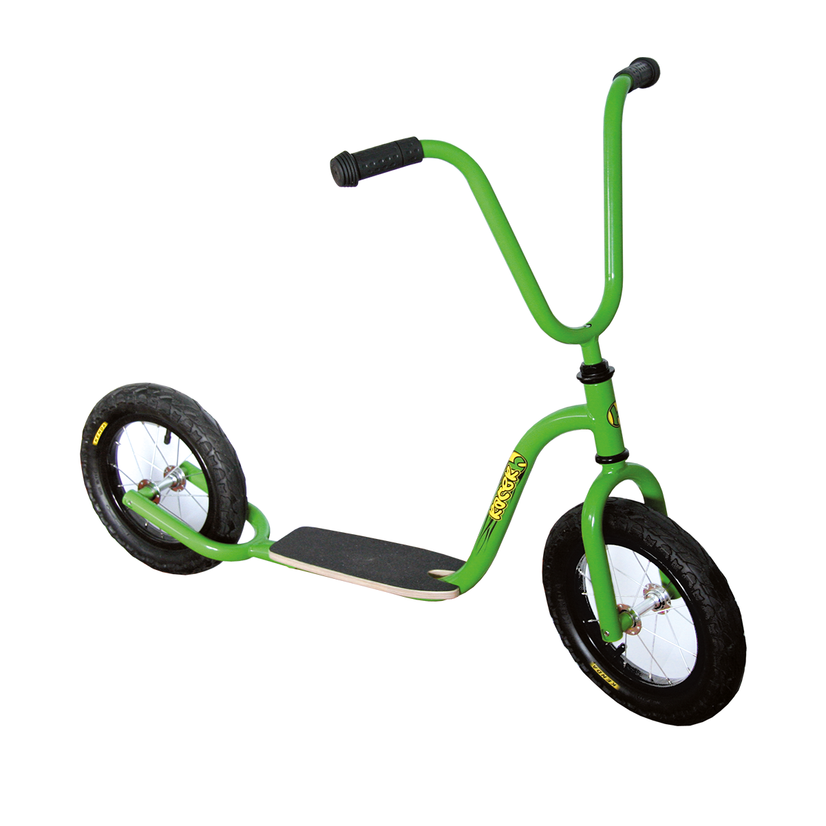 Kinderroller, mit "eiernden" Rädern, Farbe Grün